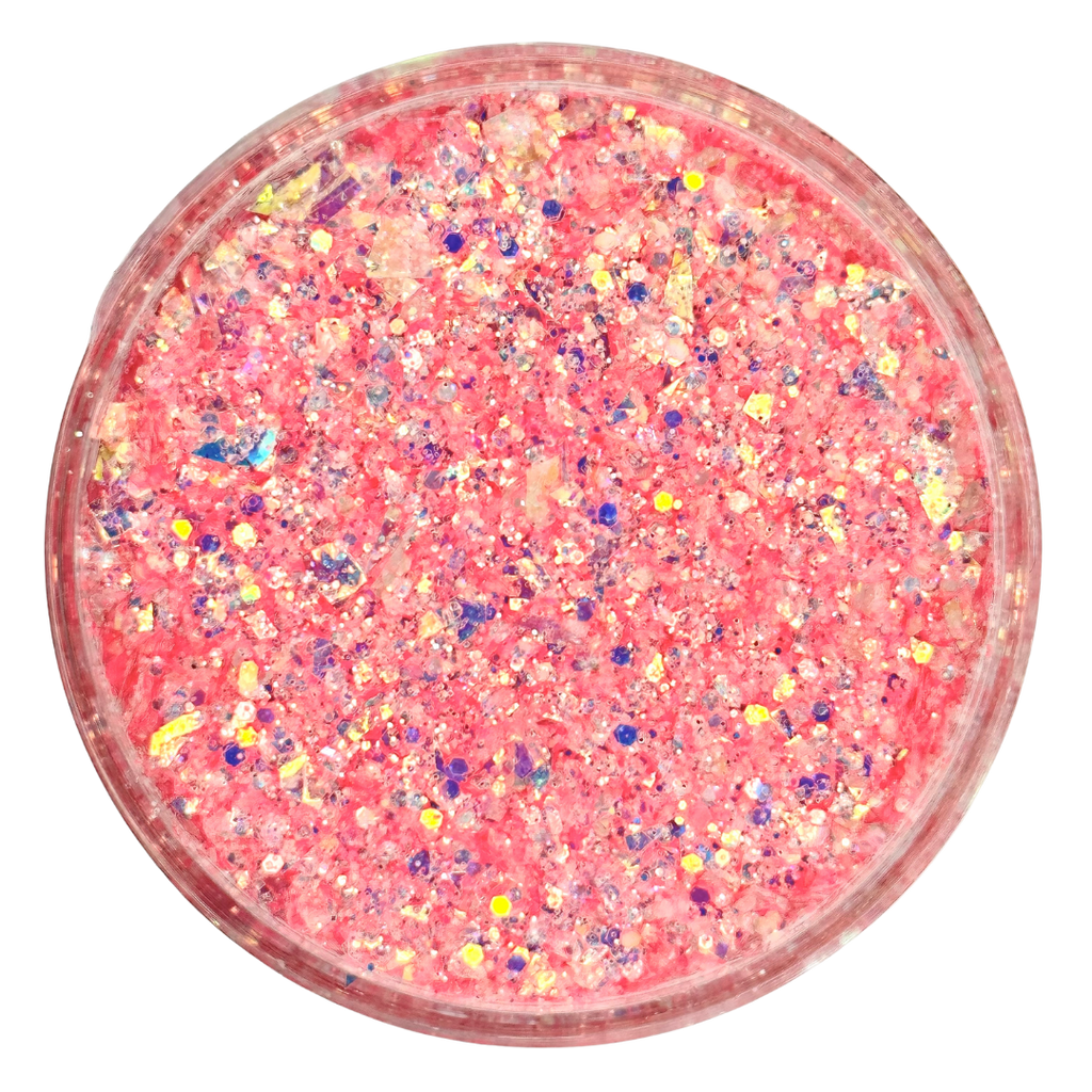 Coral pink opal custom multi-size/shape glitter mix for art, body, nails and more - PDB Creative Studio