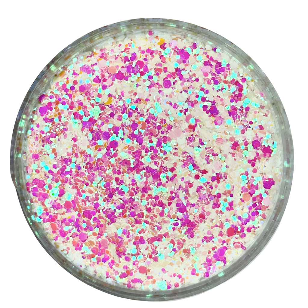 Pink iridescent opal polyester glitter for art, body, nails and more - PDB Creative Studio