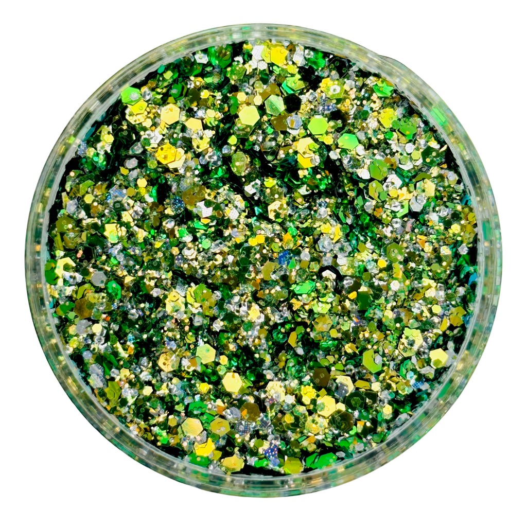 Multiple shades of green custom multi-size glitter mix for art, nails, body and more - PDB Creative Studio