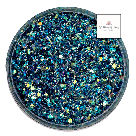 Blue green iridescent custom glitter mix for art, body, nails and more - PDB Creative Studio