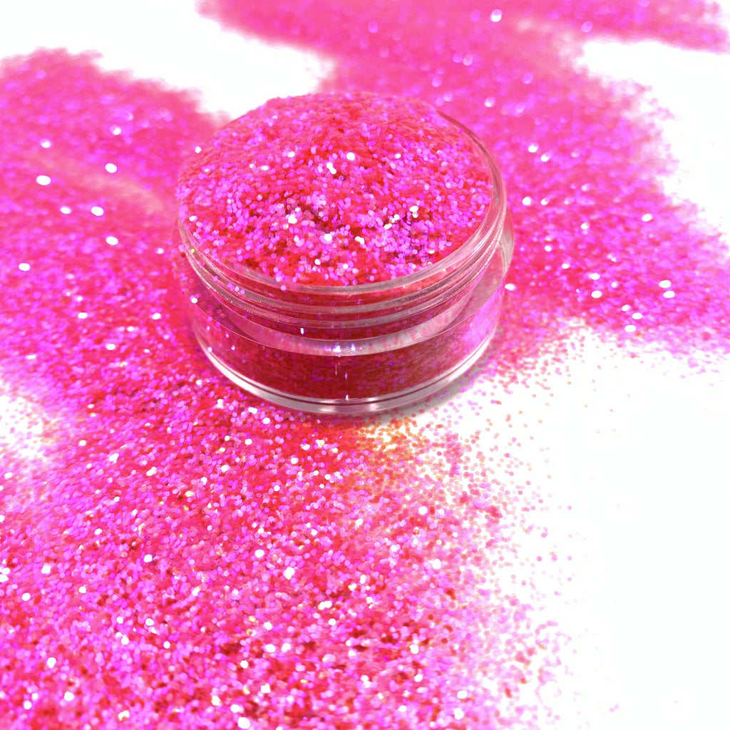 neon pink polyester glitter for art, body, nails and more - PDB Creative Studio