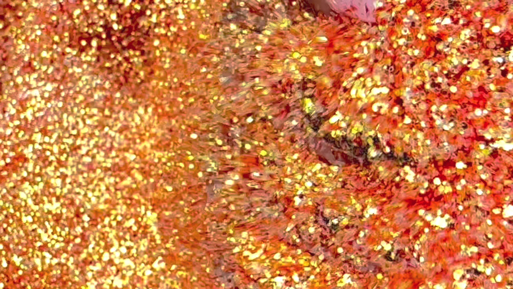 hot orange gold custom multi-size glitter mix for art, body, nails and more - PDB Creative Studio