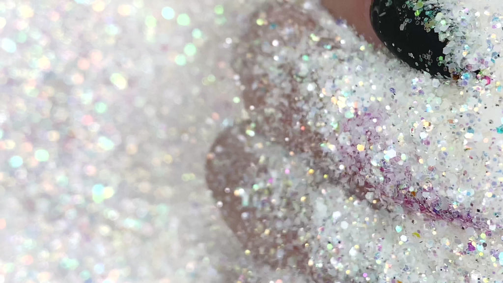 White opal custom multi-size glitter mix for art, body, nails and more - PDB Creative Studio