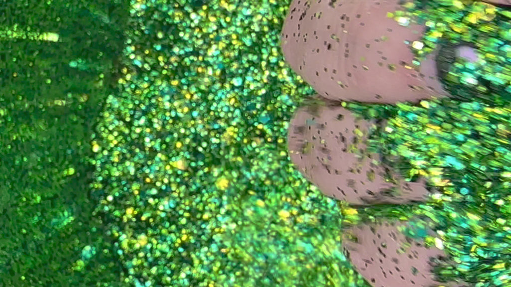 multi shades of green and gold custom multi-size glitter mis for art, body, nails and more - PDB Creative Studio