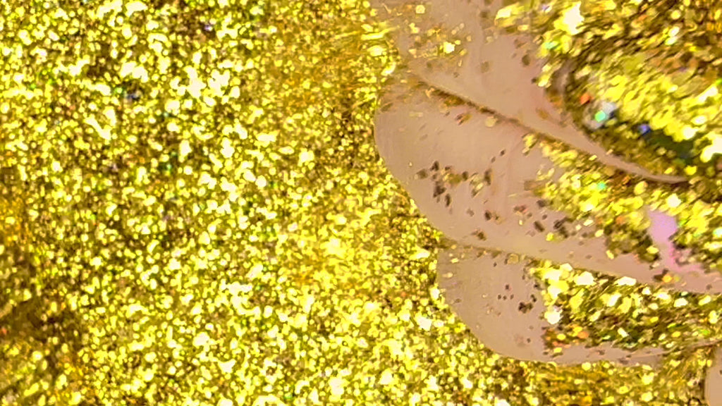 Yellow holographic gold custom multi-size glitter mix for art, body, nails and more - PDB Creative Studio