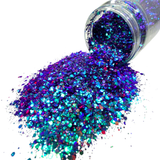 chameleon color shift blue purple green glitter mix for art, body, nails / PDB Creative Studio