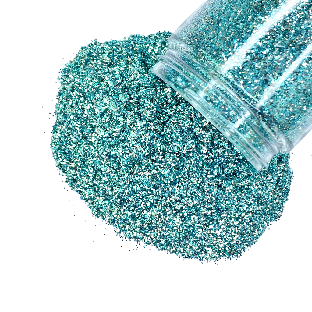 Blue green custom mix glitter for body, art, nails / PDB Creative Studio