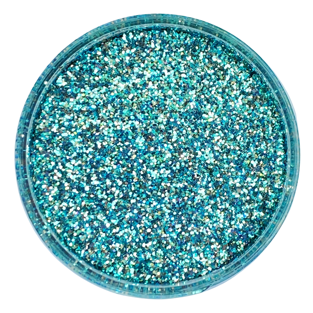 Blue green custom mix glitter for body, art, nails / PDB Creative Studio
