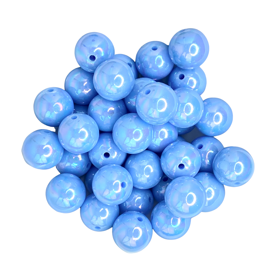 BLUE PEARL AB 20MM BUBBLEGUM BEAD -  BLUE AB COATED ACRYLIC BEAD for bracelets, jewelry making, crafts, and more - PDB Creative Studio