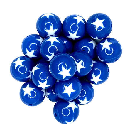 BLUE/WHITE STAR 20mm - BEADS 