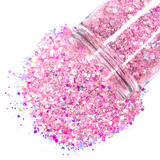 pink custom multi size shape chunky glitter for art, body, nails / PDB Creative Studio