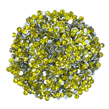 OLIVINE - Green Yellow Glam Glass® flatback, non hotfix rhinestones for art, body, nails and more - PDB Creative Studio