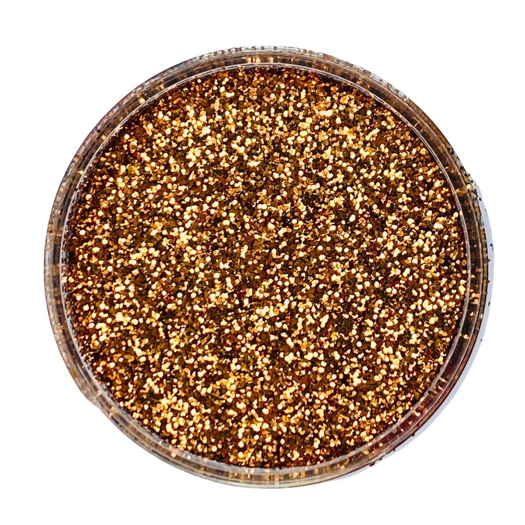 golden brown polyester fine glitter for art, body, nails and more - PDB Creative Studio