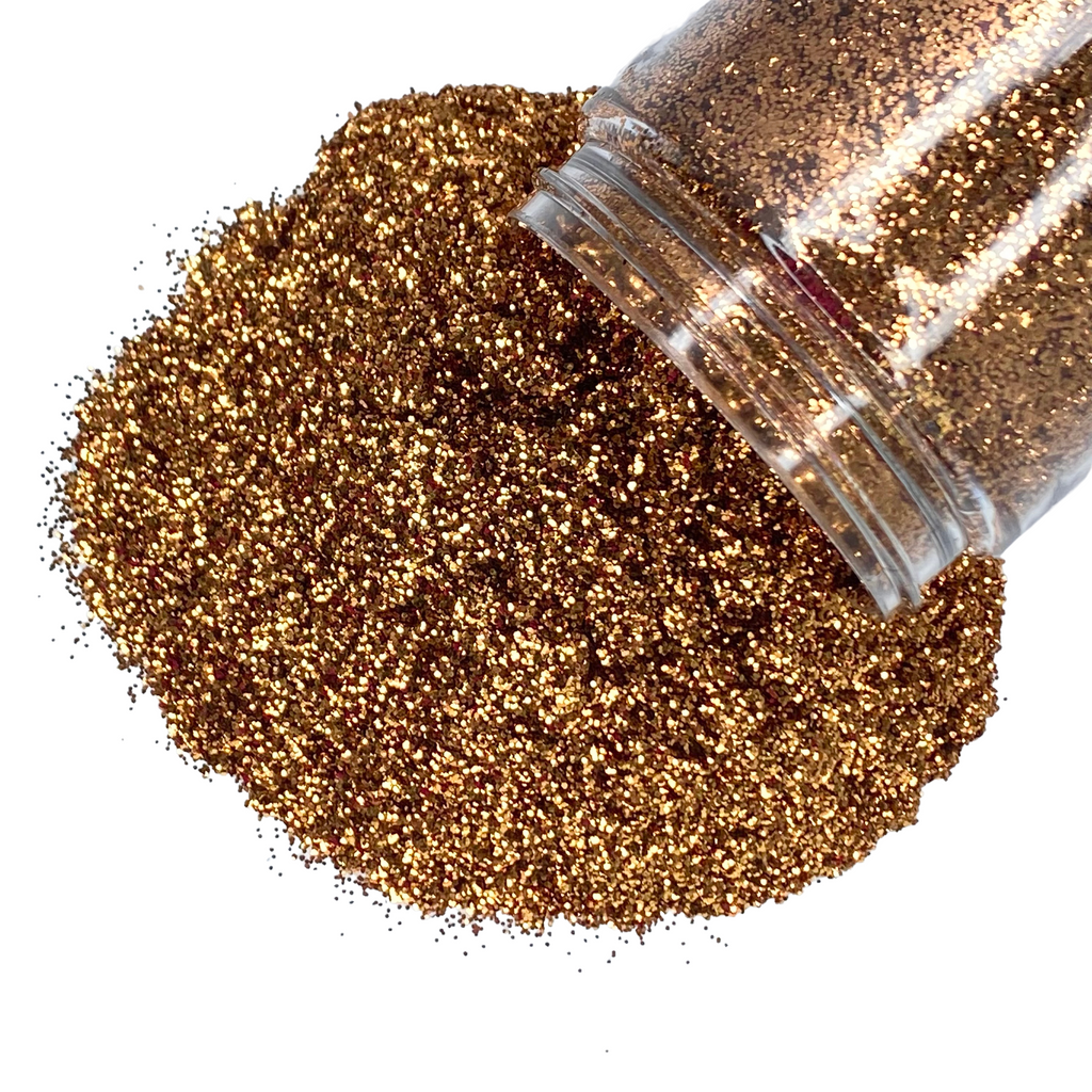 golden brown polyester fine glitter for art, body, nails and more - PDB Creative Studio