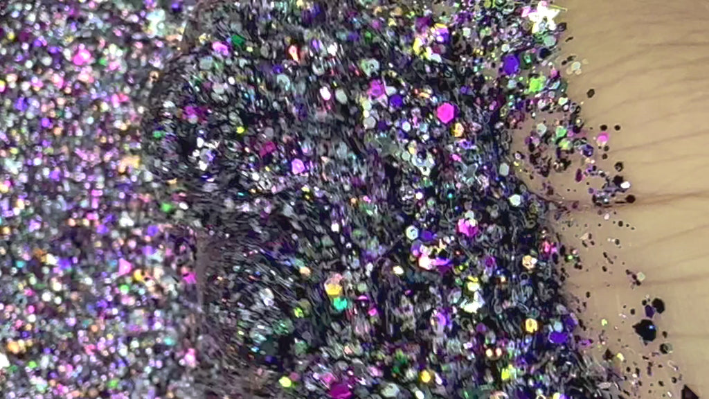 Black and purple holographic custom multi-size glitter mix for art, body, nails and more - PDB Creative Studio
