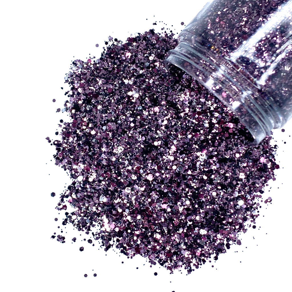 dark deep purple custom multi-size glitter mix for art, body, nails and more - PDB Creative Studio