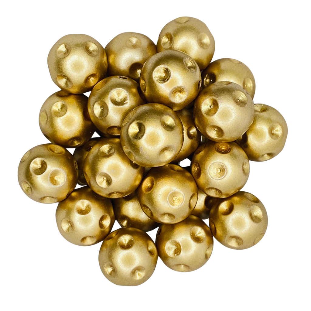 GOLD POLKA DOT 20MM BUBBLEGUM BEAD - GOLD DOT SHAPED ACRYLIC BEAD for bracelets, jewelry making, crafts, and more - PDB Creative Studio