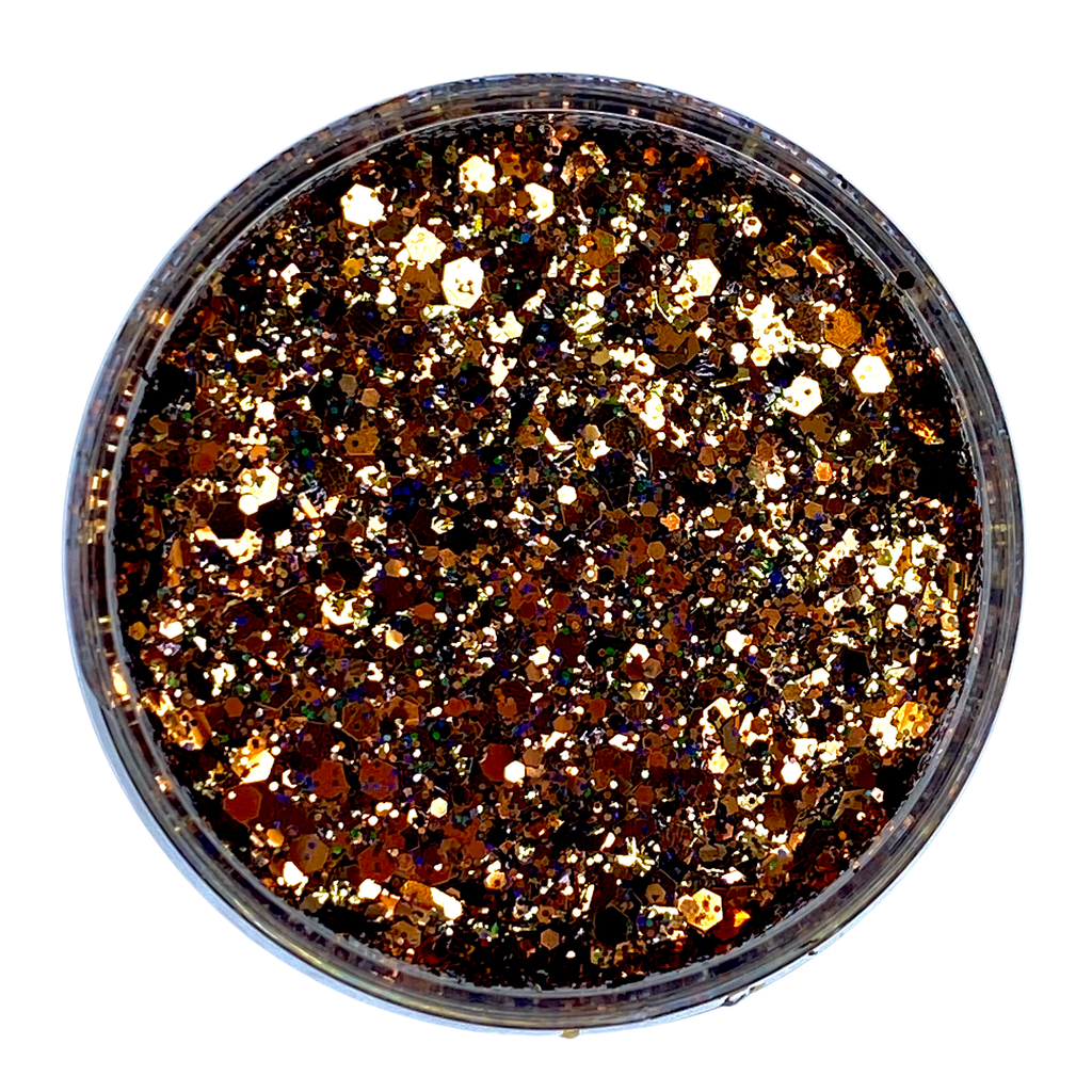 Brown holo custom multi-size glitter mix for art, body, nails and more - PDB Creative Studio