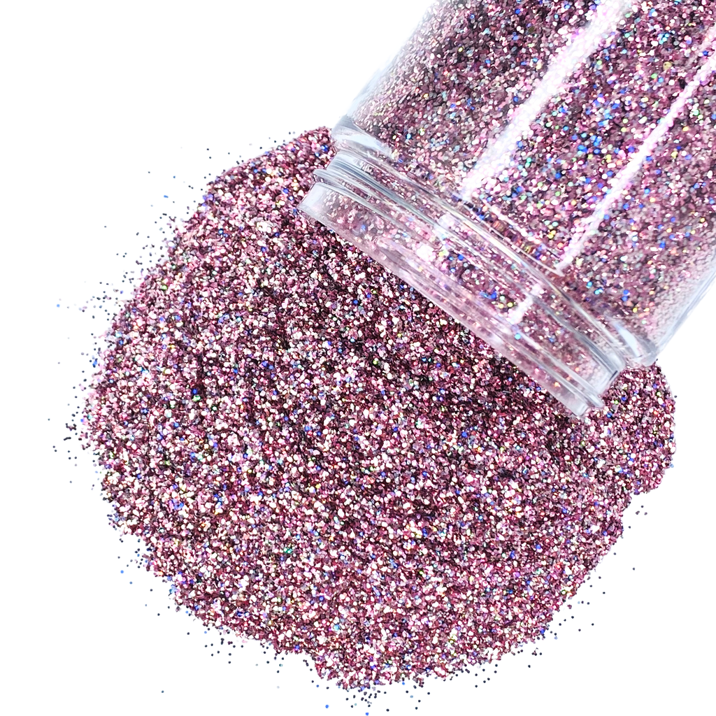 Rose gold holographic polyester custom glitter mix for art, body, nails and more - PDB Creative Studio