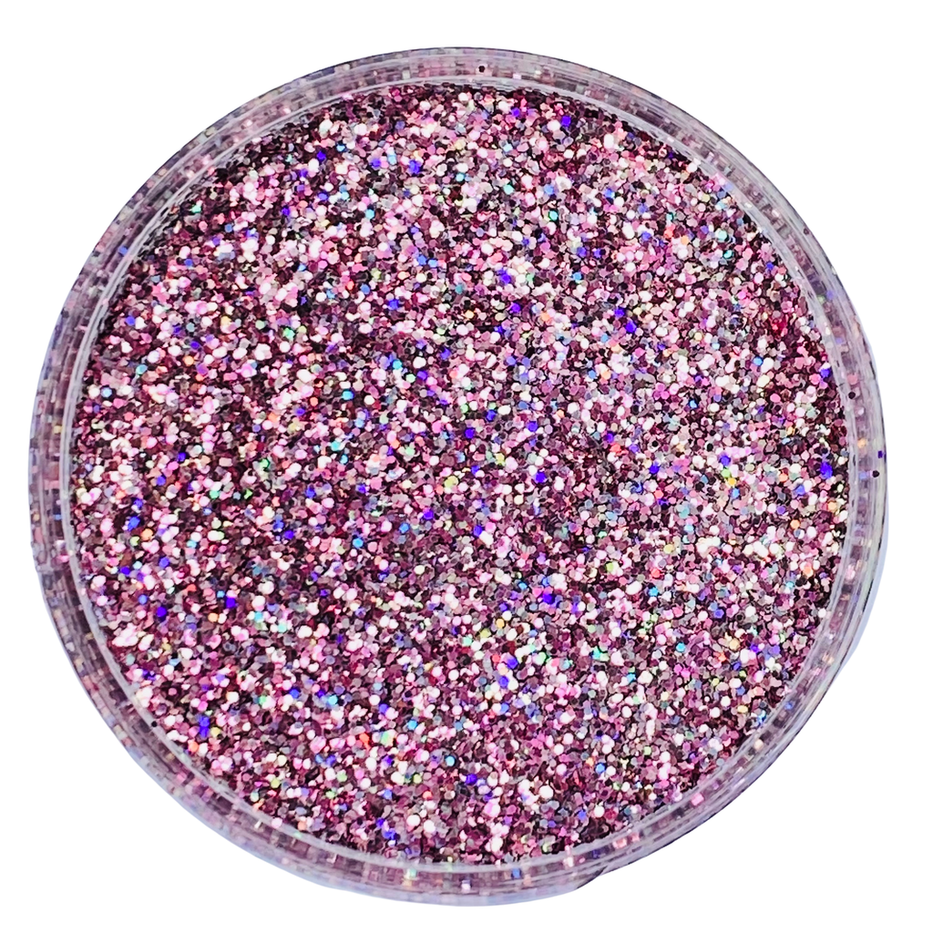Rose gold holographic polyester custom glitter mix for art, body, nails and more - PDB Creative Studio