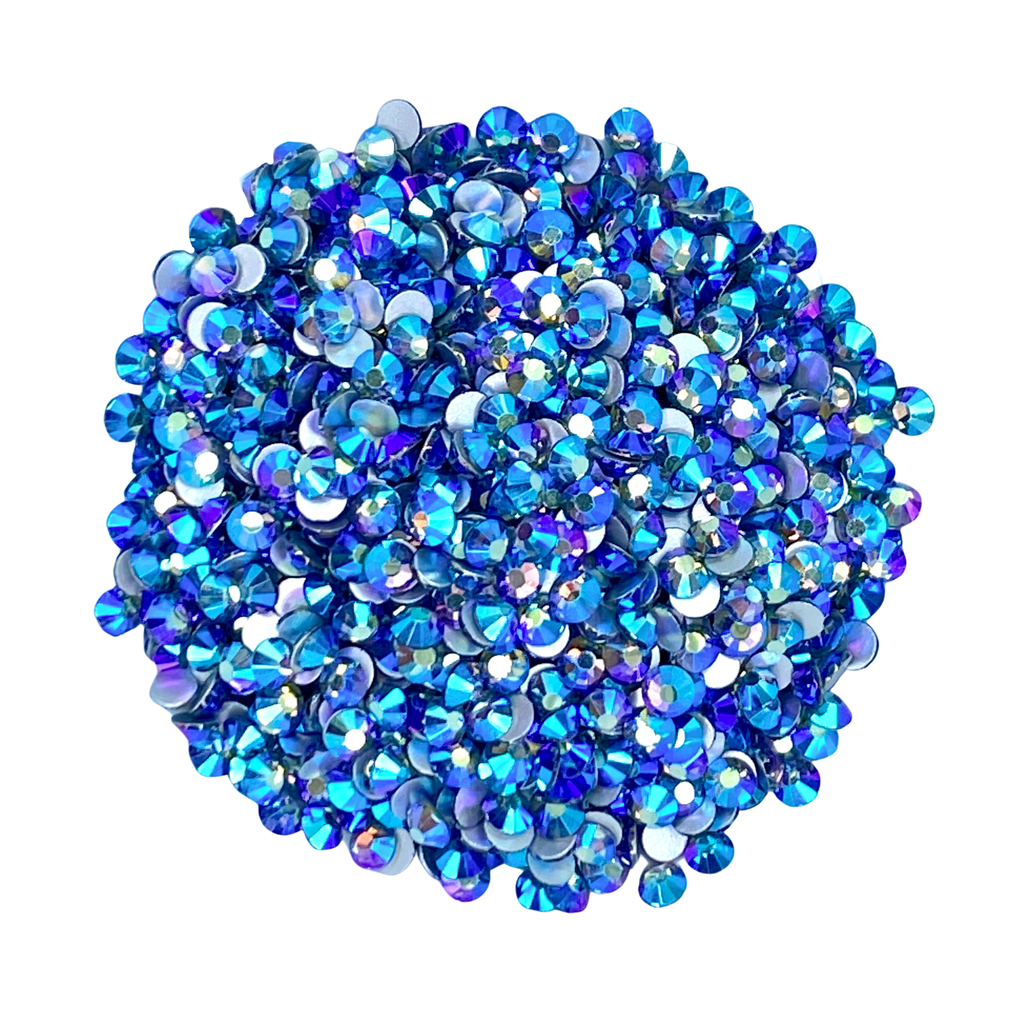 SMOKED TOPAZ AB - BLUE ORANGE Glam Glass® flatback, non hotfix rhinestones for art, body, nails and more - PDB Creative Studio