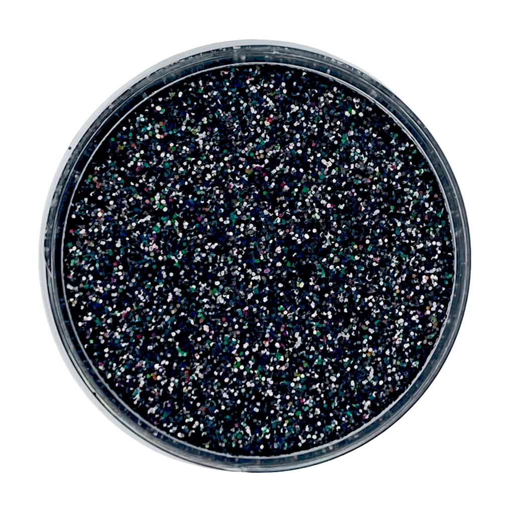 Black holographic extra fine glitter mix for art, body, nails - PDB Creative Studio