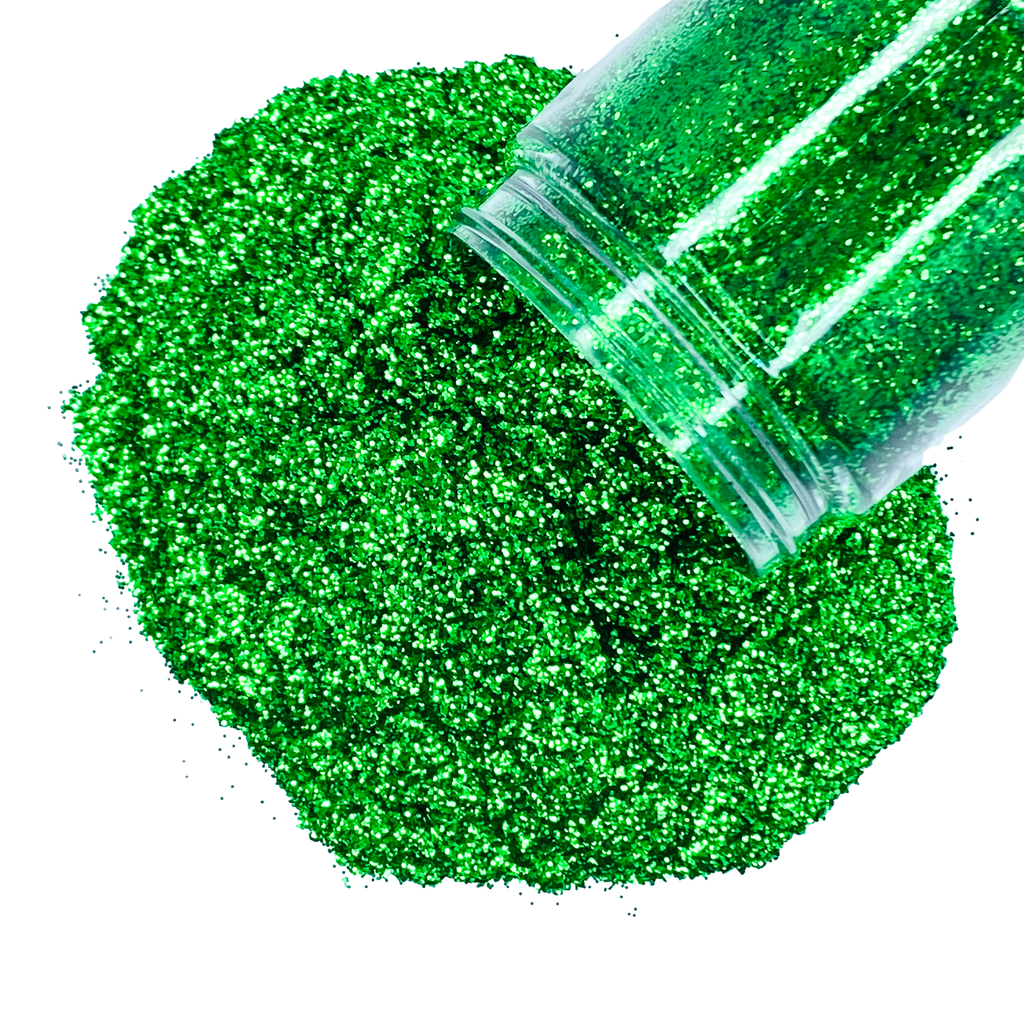 Kelly green fine polyester glitter for art, nails, body and more - PDB Creative Studio