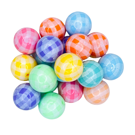 MULTI COLOR/WHITE PLAID 20mm - BEADS 