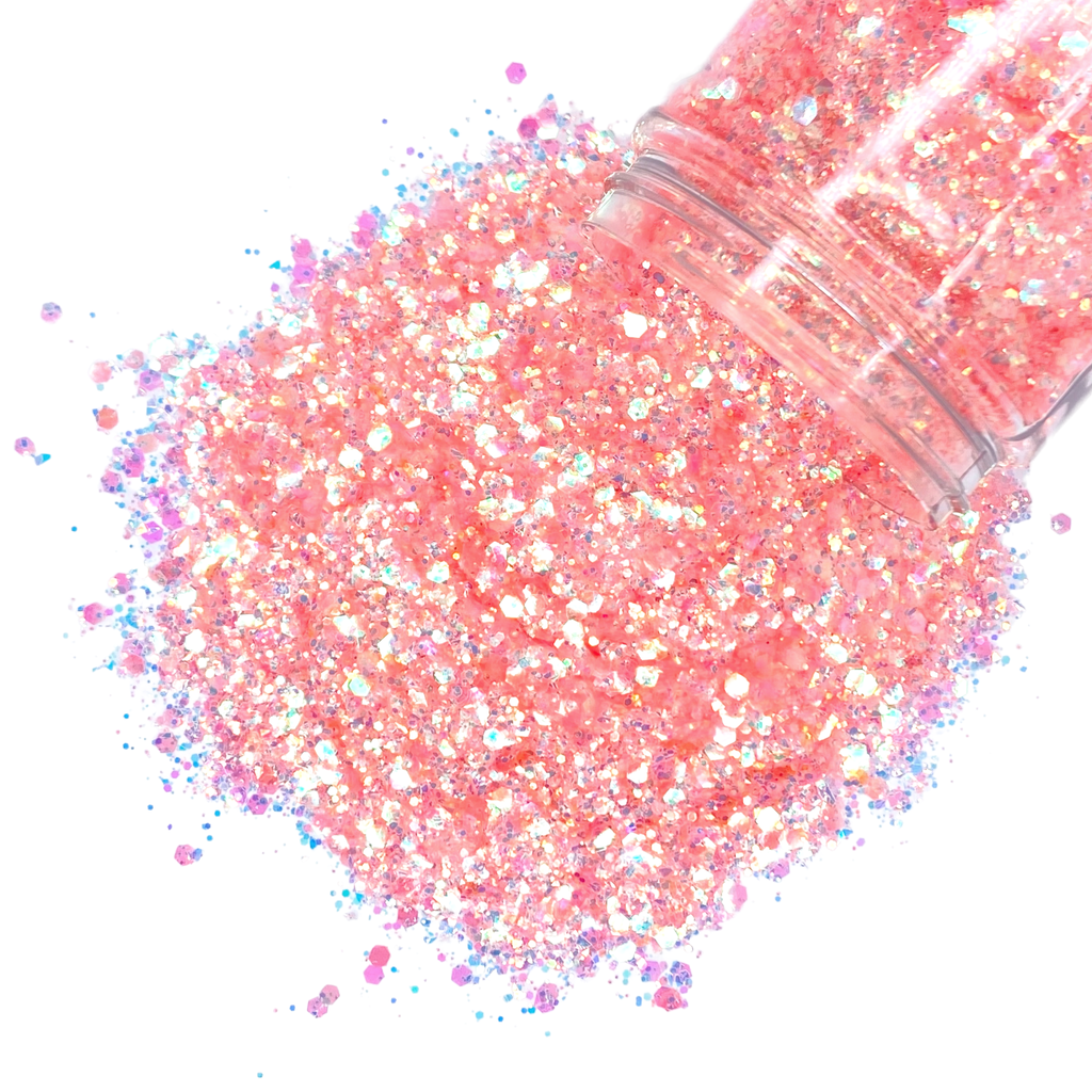 Pink opal custom multi-size glitter mix for art, body, nails and more - PDB Creative Studio