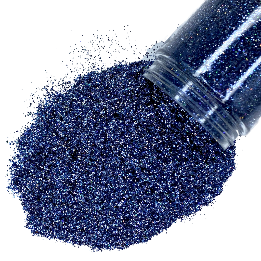 Royal navy blue holographic polyester custom glitter mix for art, body, nails and more - PDB Creative Studio