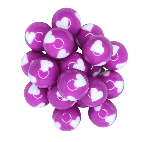 PURPLE/WHITE HEART 20mm - BEADS 