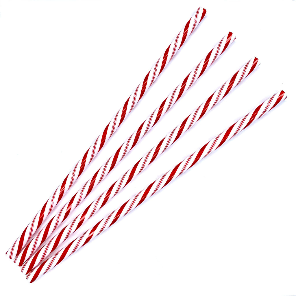 RED CANDY CANE STRAW 9" - Drinking Straws & Stirrers 