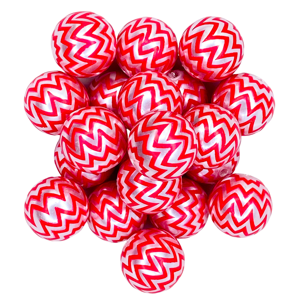 RED/SILVER CHEVRON 20mm - BEADS 