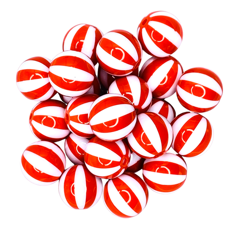 RED/WHITE BEACH BALL 20mm - BEADS 