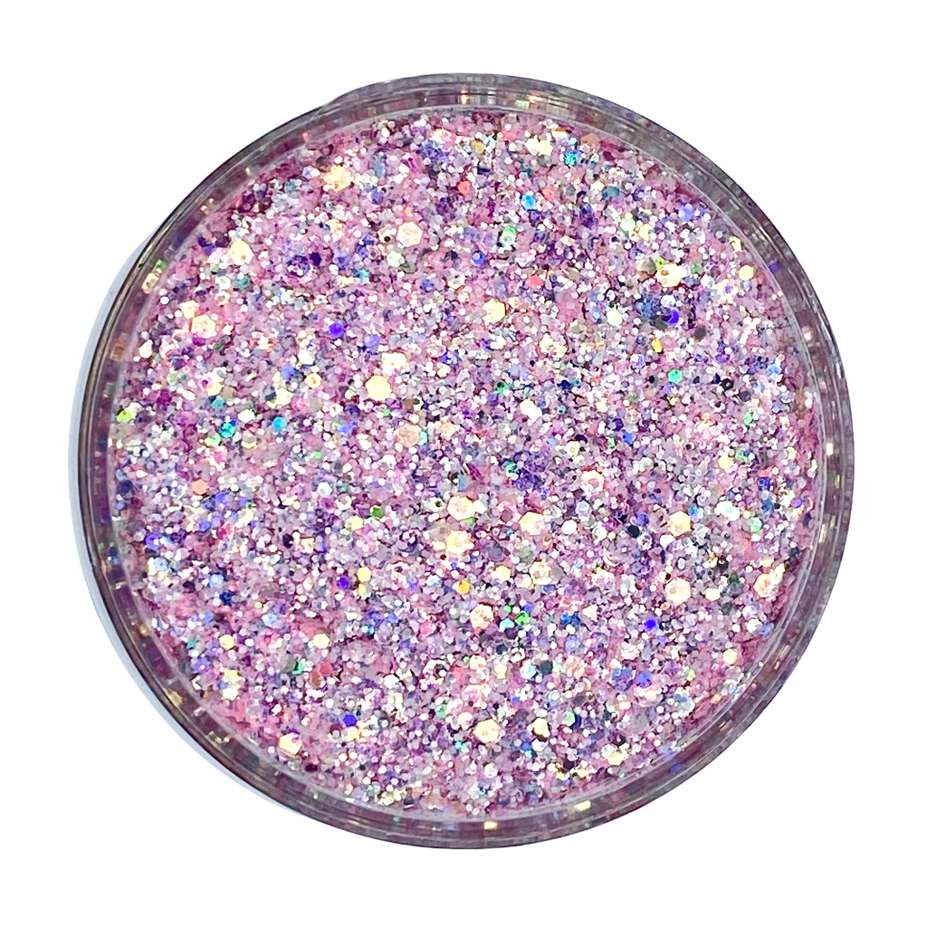 pink opal custom multi-size glitter mix for art, body, nails and more - PDB Creative Studio