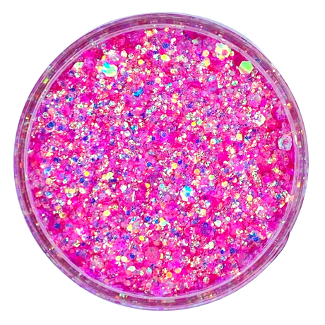 hot pink opal custom glitter mix for art, body, nails and more PDB Creative Studio