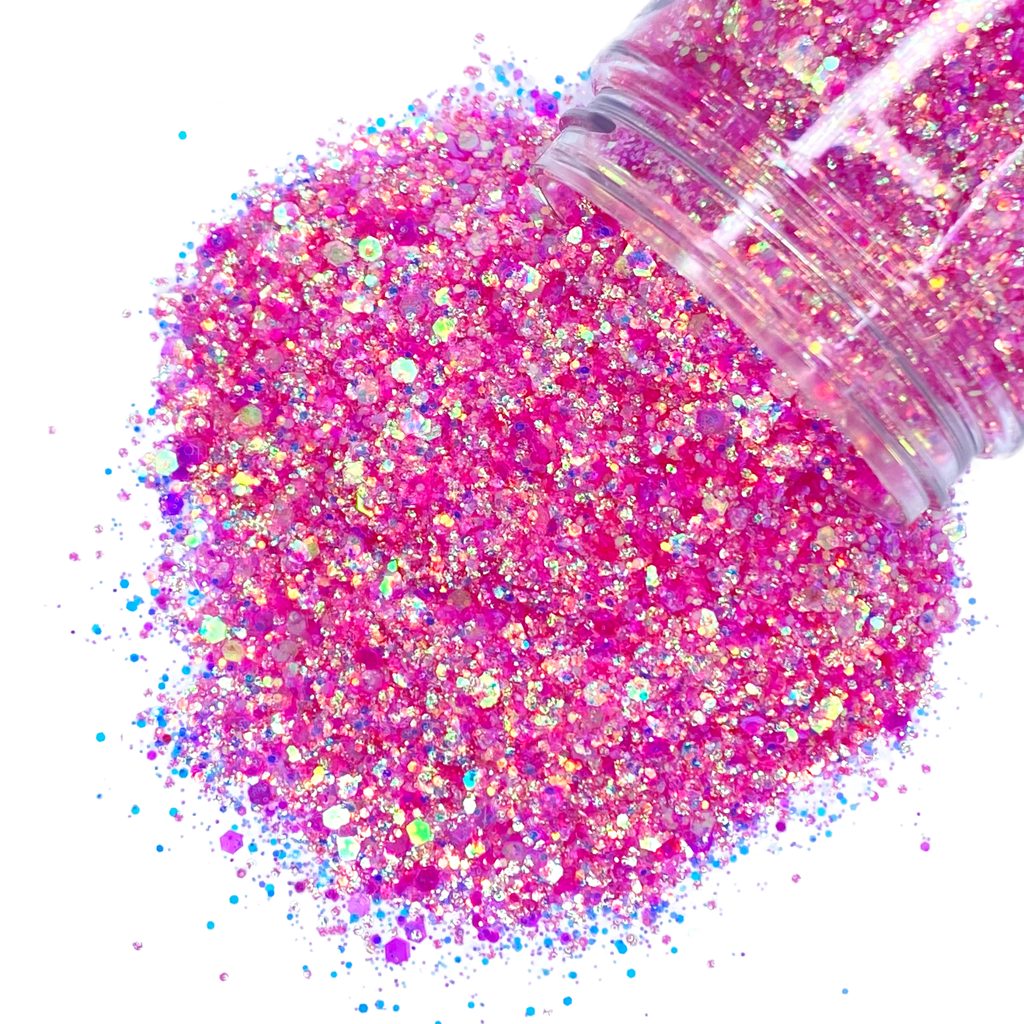 hot pink opal custom glitter mix for art, body, nails and more PDB Creative Studio